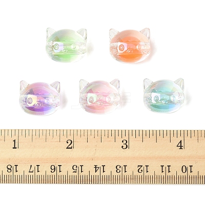 32Pcs UV Plating Rainbow Iridescent Acrylic Beads OACR-FS0002-16-1
