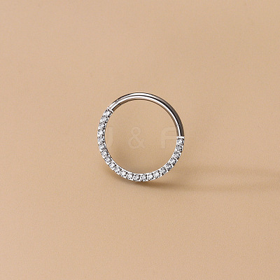 F136 Titanium Alloy Micro Pave Clear Cubic Zirconia Cartilage Earrings WG72C09-04-1-1