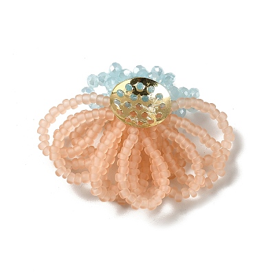 Glass Beads Braided Flower Cabochons GLAA-F120-01D-1