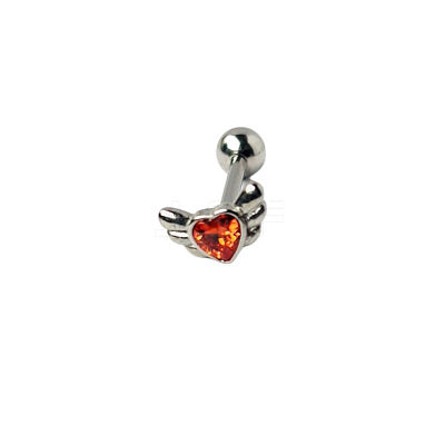Angel Wing Heart 316L Surgical Stainless Steel Pave Cubic Zirconia Tongue Rings FS-WG901EE-13-1