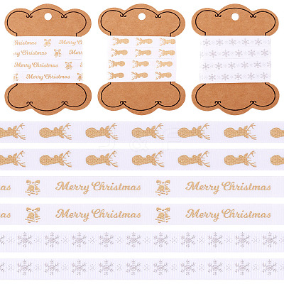 9 Yards 3 Colors Christmas Theme Polyester Printed Grosgrain Ribbons ORIB-TA0001-05B-1
