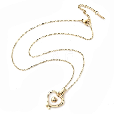 Heart 304 Stainless Steel Cat Eye Pendant Necklaces for Women NJEW-D288-06G-1