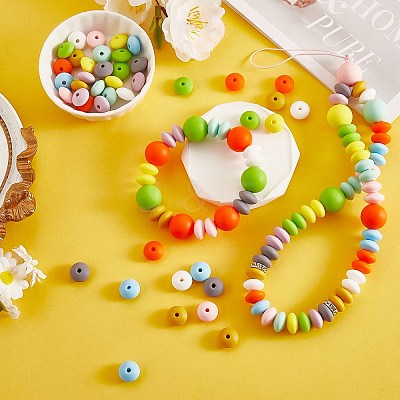 100Pcs 12MM Silicone Abacus Beads Silicone Beads Bulk Colorful Spacer Beads Silicone Bead Kit for Keychains Bracelets Necklaces DIY Crafts Making JX320A-1