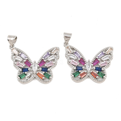 Brass Micro Pave Cubic Zirconia Pendants CU-CBA908F-05P-09-1