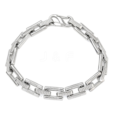 304 Stainless Steel Textured Rectangle Link Chain Bracelets SA-CBA2696-20P-1