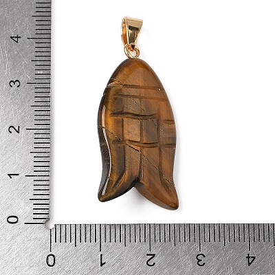 Natural Tiger Eye & Synthetic Turquoise Carved Pendants G-Z084-01G-06-1