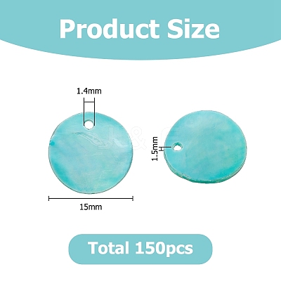 Natural Akoya Shell Dyed Disc Charms SHEL-WH0005-05C-1