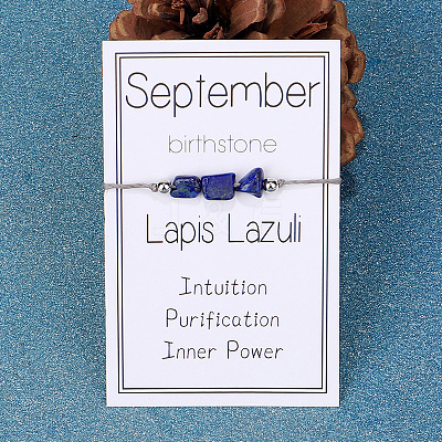 Natural Lapis Lazuli Nuggets Braided Bead Bracelet GR1793-9-1