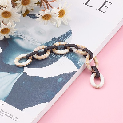Imitation Gemstone Style & Opaque Spray Painted Acrylic Cable Chains AJEW-JB00910-02-1