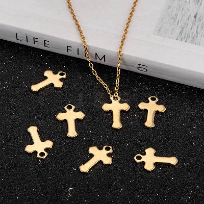 Ion Plating(IP) 304 Stainless Steel Tiny Cross Charms LS-X-STAS-L159-06G-1