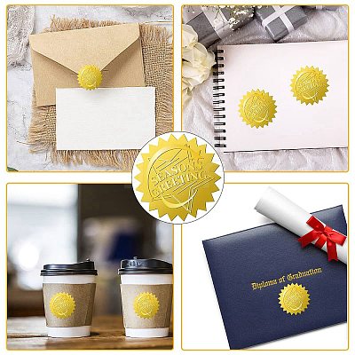 34 Sheets Self Adhesive Gold Foil Embossed Stickers DIY-WH0509-046-1