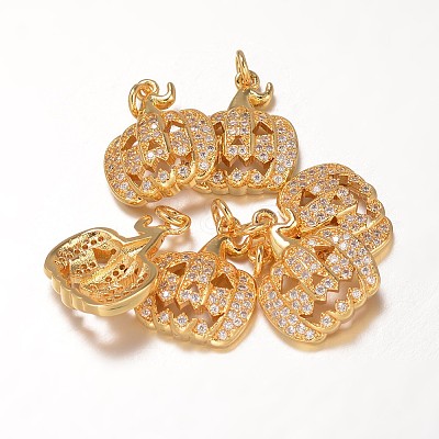 Halloween Brass Cubic Zirconia Pendants ZIRC-K026-06G-NR-1