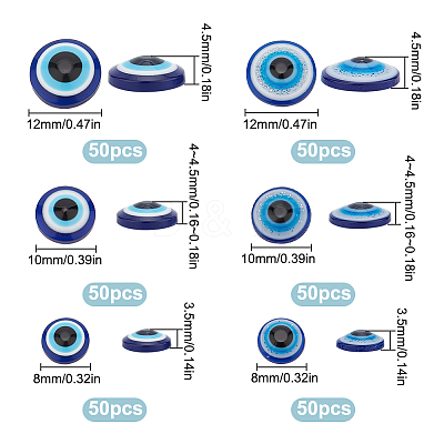 300Pcs 6 Styles Resin Evil Eye Cabochons CRES-HY0001-05-1