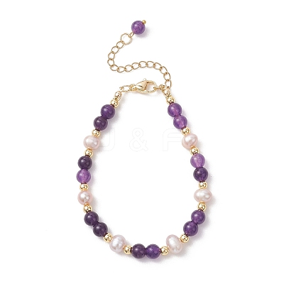 Adjustable Natural Quartz and Freshwater Pearl Beads Bead Bracelets BJEW-JB13031-1