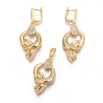 (Jewelry Parties Factory Sale)Brass Micro Pave Cubic Zirconia Jewelry Sets SJEW-F189-08G-1