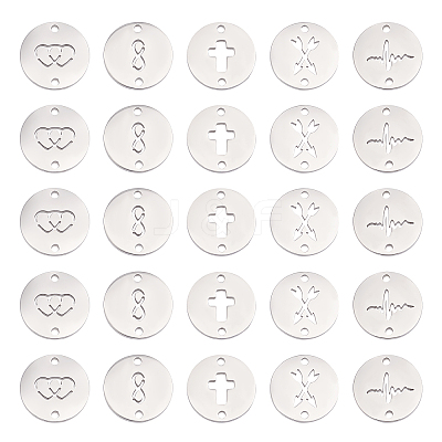 50Pcs 5 Style Manual Polishing 304 Stainless Steel connector Charms STAS-UN0035-89-1