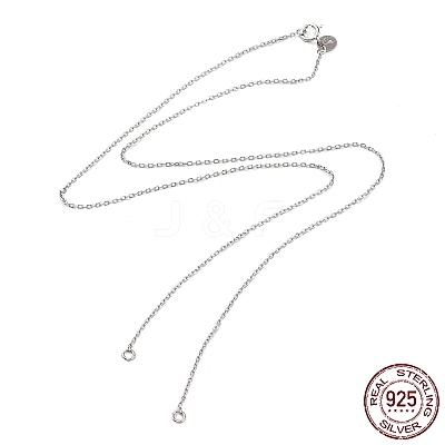 Rhodium Plated 925 Sterling Silver Cable Chains Necklace Makings STER-B001-02P-1