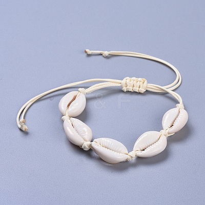 Adjustable Cowrie Shell Braided Bead Bracelets BJEW-JB04278-1