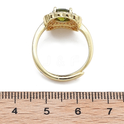 Adjustable Rack Plating Brass Micro Pave Cubic Zirconia Finger Rings for Women RJEW-M028-45G-1