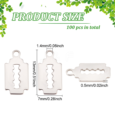 100Pcs 201 Stainless Steel Charms STAS-DC0011-83-1