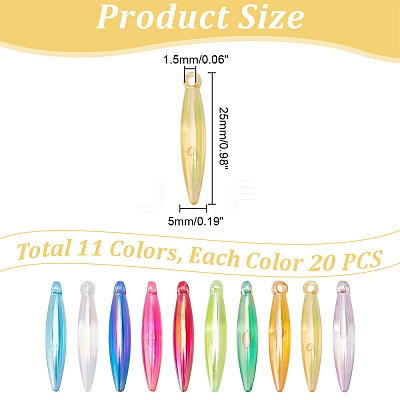 220pcs 11 colors Opaque Acrylic Pendants SACR-AR0001-11-1