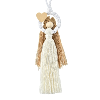 Handmade Macrame Cotton Angel Hanging Ornaments HJEW-JM02711-01-1
