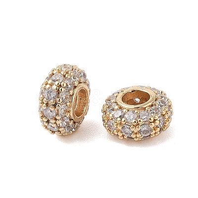Brass Micro Pave Clear Cubic Zirconia Beads KK-B100-008G-1