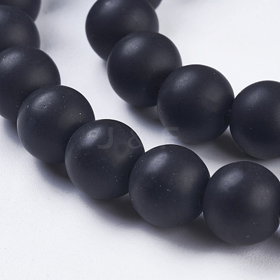 Synthetic Black Stone Bead Strands X-G-R345-10mm-38-1-1