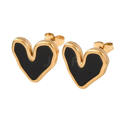 Valentine's Day 304 Stainless Steel Stud Earrings EJEW-D357-01B-G-1