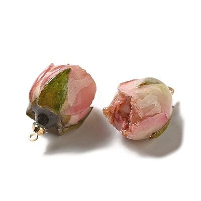 Preserved Rose with Golden Alloy Pendants FIND-M010-01E-1