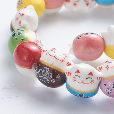 Handmade Printed Porcelain Beads PORC-G004-B01-1