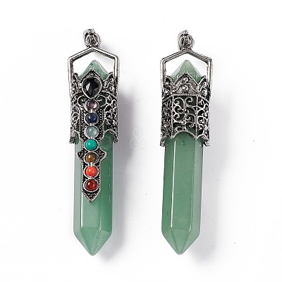 Natural Green Aventurine Big Pointed Pendants G-H281-02F-1