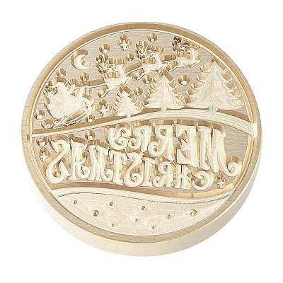 Merry Christmas Series Wax Seal Brass Stamp Head AJEW-M037-01G-04-1