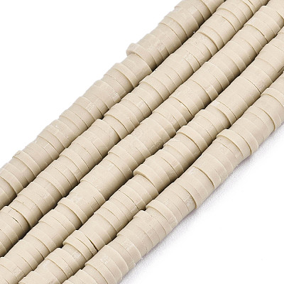 Flat Round Handmade Polymer Clay Bead Spacers CLAY-R067-4.0mm-02-1