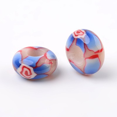 Handmade Polymer Clay Enamel European Beads X-FPDL-J002-M-1