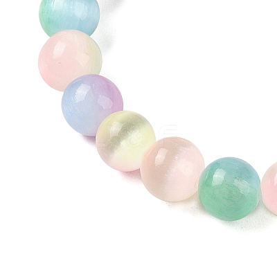 Natural Selenite Round Beaded Stretch Bracelets for Women G-U005-02D-1