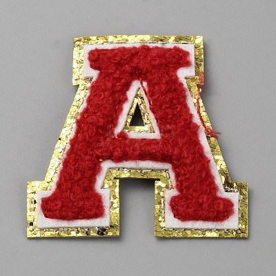 Letter A Computerized Towel Embroidery Cloth Self Adhesive Patches PATC-WH0007-37B-05-1