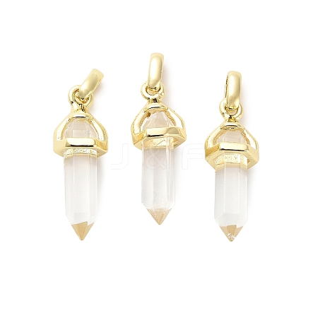 Natural Quartz Crystal Double Terminal Pointed Pendant G-H097-01G-02-1