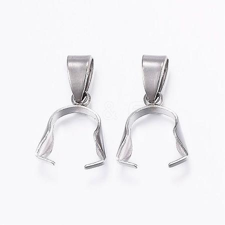 Tarnish Resistant 304 Stainless Steel Pendant Pinch Bails STAS-E127-10P-1
