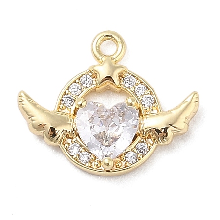 Brass with Cubic Zirconia Charms KK-Q817-01G-1