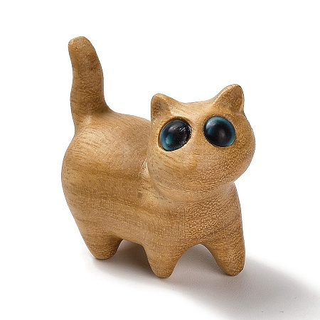 Wood Cat Shape Figurines DJEW-D011-01B-1