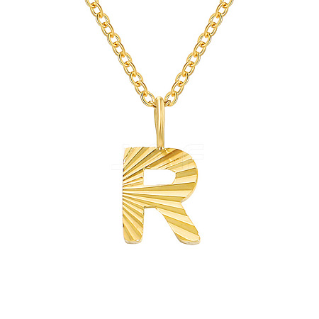 Personalized Stainless Steel Textured Alphabet Initial Pendant Necklaces for Women Men RF0956-18-1
