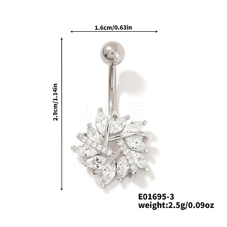 Shiny Brass Crystal Rhinestone Belly Button Rings CZ7821-3-1