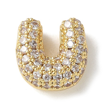 Brass Micro Pave Cubic Zirconia Beads KK-P290-61G-U-1