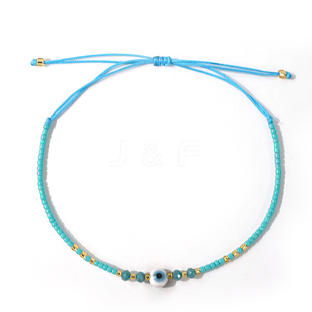 Glass Seed Beads & Resin Braided Bead Bracelets TK7632-3-1