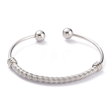 Tarnish Resistant 304 Stainless Steel Torque Bangles BJEW-O182-02P-1