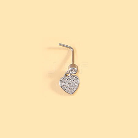 316L Surgical Stainless Steel Micro Pave Clear Cubic Zirconia L-Shaped Nose Rings WGEAB3E-02-1