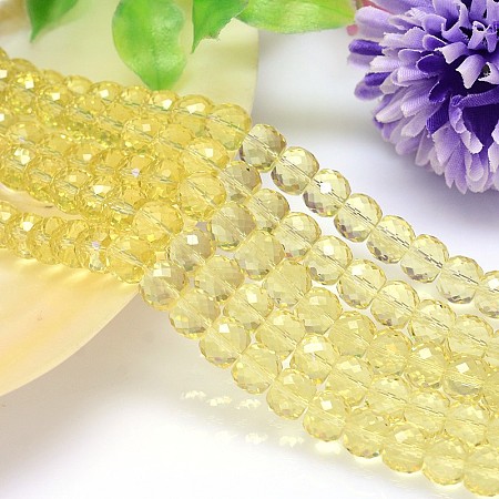 Faceted Flat Round Imitation Austrian Crystal Bead Strands G-M186-8x6mm-09A-1