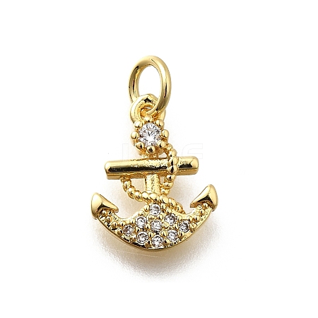 Brass Micro Pave Cubic Zirconia Charms KK-P295-41G-1