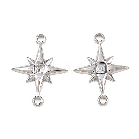 304 Stainless Steel Crystal Rhinestone Connector Charms STAS-P437-14A-P-1